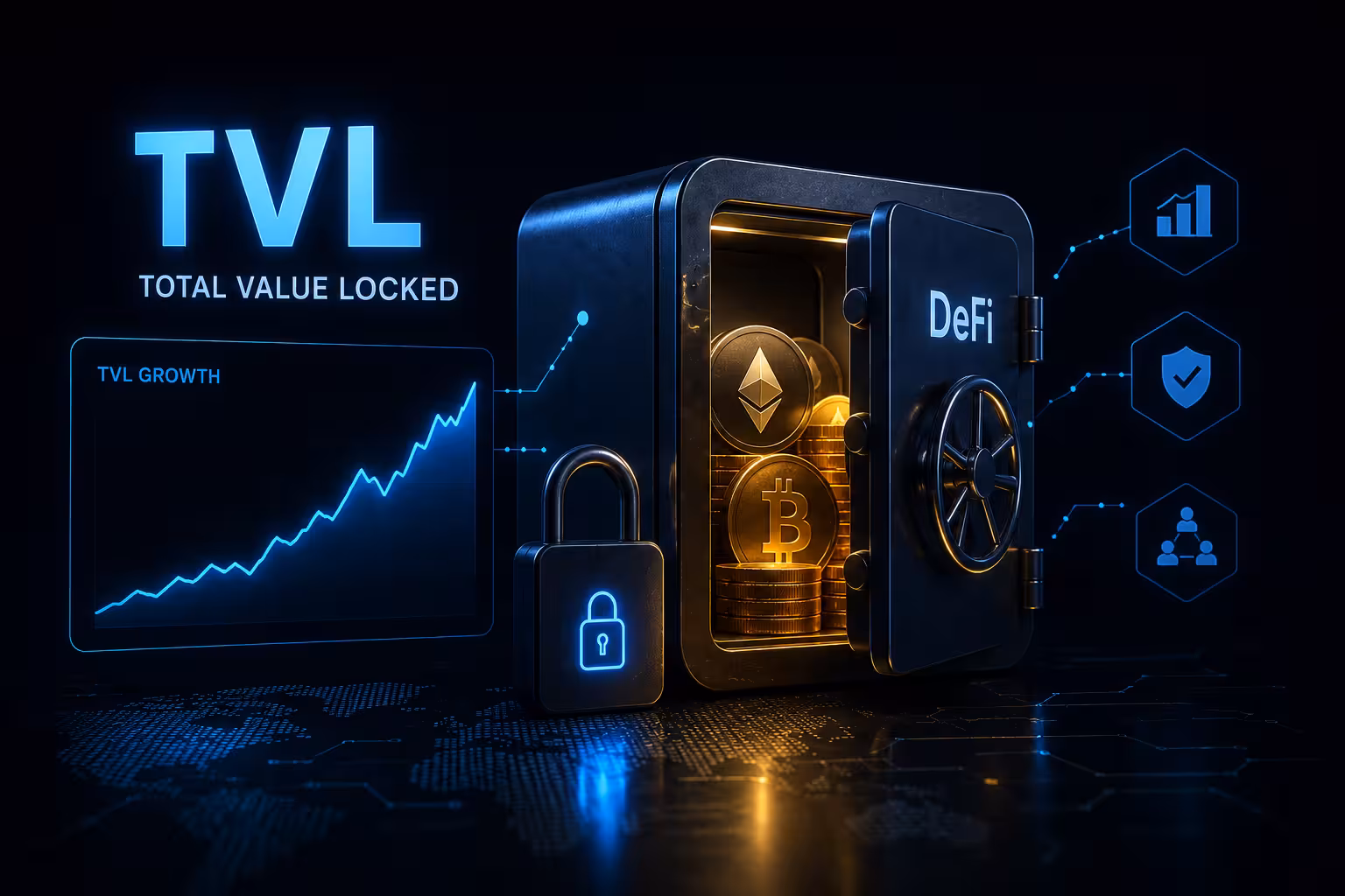 TVL: Celková hodnota uzamčená v DeFi, čím vyšší, tím lepší