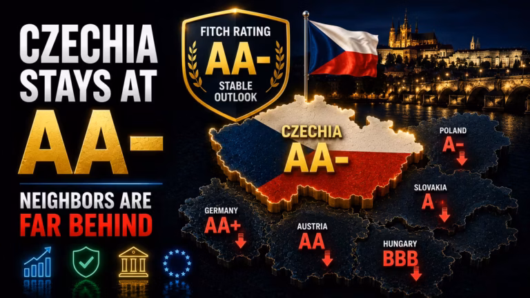 Rating Česka zostáva na AA-. Susedia na tom nie sú zďaleka tak dobre