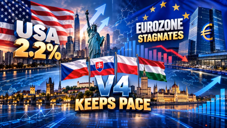 Americká ekonomika zrýchlila na 2,2 percenta. Eurozóna rastie trikrát pomalšie, visegrádska štvorka však drží krok